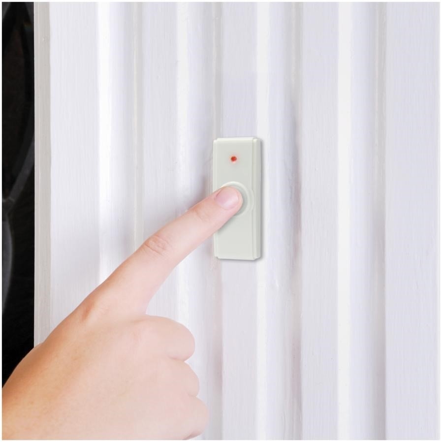 Carillon de porte sans fil fonctionnant à pile, avec boutonpoussoir, blanc