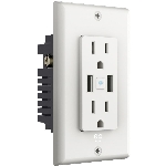 Prise de courant Decora inviolable intelligente de 15 A avec port USB double, blanc
