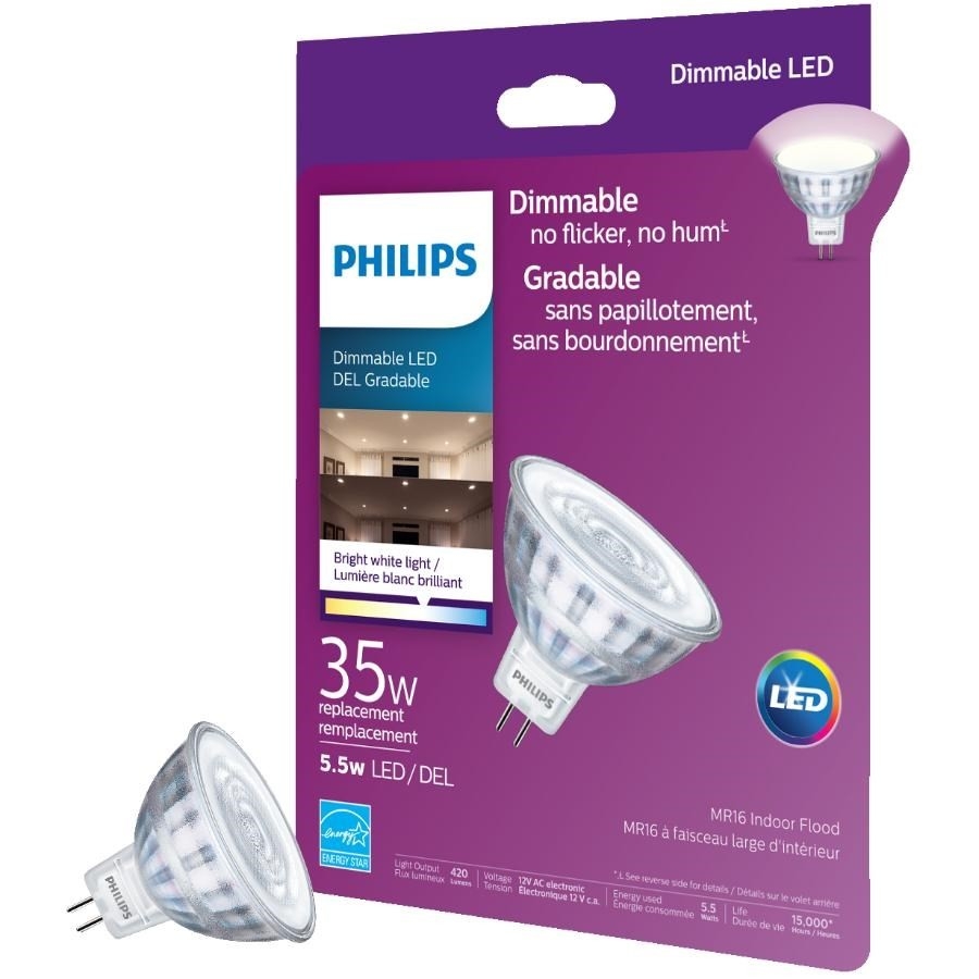 Ampoule à DEL MR16 G5.3 de 5,5 W à intensité variable, blanc br