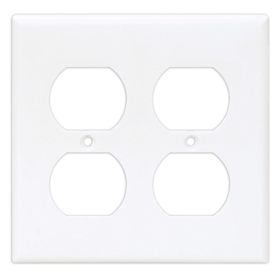 Plaque en plastique pour deux prises de courant double, blanc