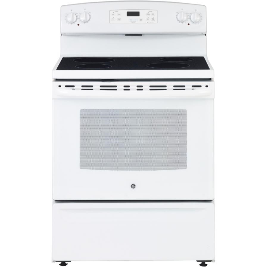 Cuisinière électrique à dessus lisse avec four à nettoyage manuel de 30 po, blanc