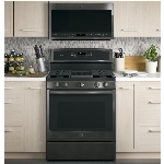 Four à micro-ondes de 1050 watts et de 2,1 pieds cubes avec hotte intégrée, acier inoxydable noir