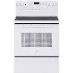 Cuisinière électrique à convection blanche à surface en vitrocéramique et 5 brûleurs, 30 po