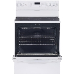 Cuisinière électrique à convection blanche à surface en vitrocéramique et 5 brûleurs, 30 po