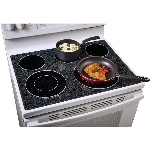 Cuisinière électrique à convection blanche à surface en vitrocéramique et 5 brûleurs, 30 po