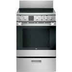 Cuisinière électrique de 24 po à dessus lisse avec four à nettoyage manuel, acier inoxydable