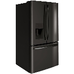 Réfrigérateur à 2 portes de 25,6 pieds cubes avec congélateur au bas, acier inoxydable noir