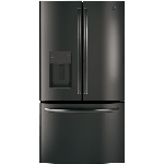 Réfrigérateur à 2 portes de 25,6 pieds cubes avec congélateur au bas, acier inoxydable noir