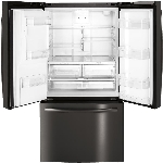 Réfrigérateur à 2 portes de 25,6 pieds cubes avec congélateur au bas, acier inoxydable noir