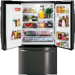 Réfrigérateur à 2 portes de 25,6 pieds cubes avec congélateur au bas, acier inoxydable noir