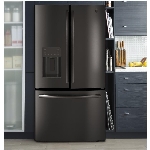 Réfrigérateur à 2 portes de 25,6 pieds cubes avec congélateur au bas, acier inoxydable noir