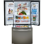 Réfrigérateur à 2 portes de 18 pieds cubes avec congélateur au bas, ardoise