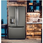 Réfrigérateur à 2 portes de 18 pieds cubes avec congélateur au bas, ardoise