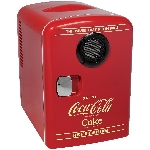 Mini-réfrigérateur refroidissant et chauffant Coca-Cola pour 6 cannettes, avec haut-parleur Bluetooth intégré