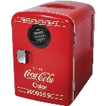 Mini-réfrigérateur refroidissant et chauffant Coca-Cola pour 6 cannettes, avec haut-parleur Bluetooth intégré