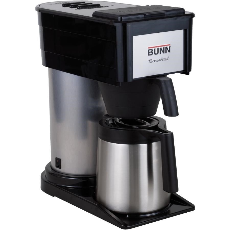 Cafetière de 10 tasses avec carafe isotherme et minuterie, acier inoxydable et noir