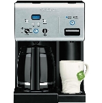 Cafetière de 12 tasses avec filtre permanent, distributeur automatique d'eau chaude et minuterie, acier inoxydable et noir