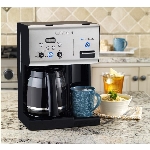 Cafetière de 12 tasses avec filtre permanent, distributeur automatique d'eau chaude et minuterie, acier inoxydable et noir
