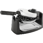 Gaufrier rond et rotatif de 7 po à 4 sections, noir et acier inoxydable brossé