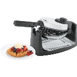 Gaufrier rond et rotatif de 7 po à 4 sections, noir et acier inoxydable brossé