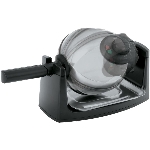 Gaufrier rond et rotatif de 7 po à 4 sections, noir et acier inoxydable brossé