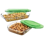 Ensemble de 4 plats à cuisson en verre avec couvercles