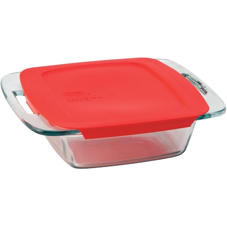 Moule à gâteau carré en verre Easy Grab avec couvercle, 8 po