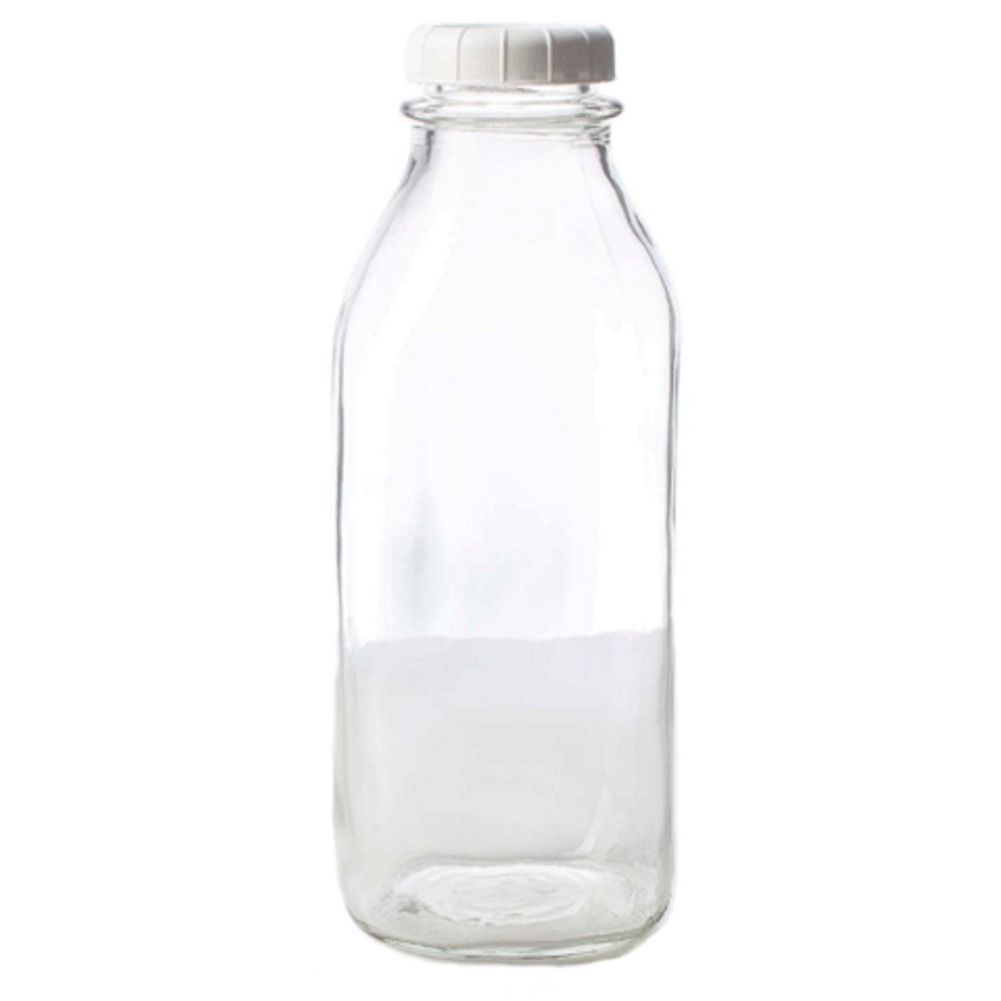 Bouteille de lait en verre de 33-1/2 oz avec couvercle