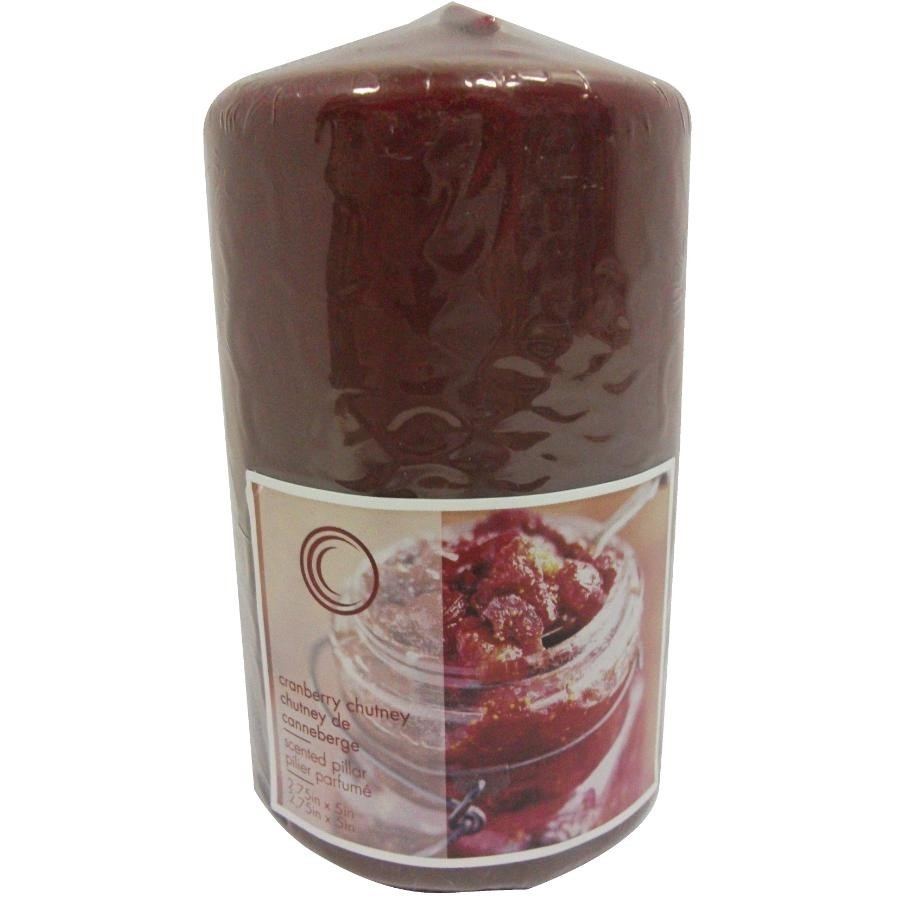 Chandelle cylindrique bourgogne parfumée au chutney à la canneberge, 2,75 po x 5 po