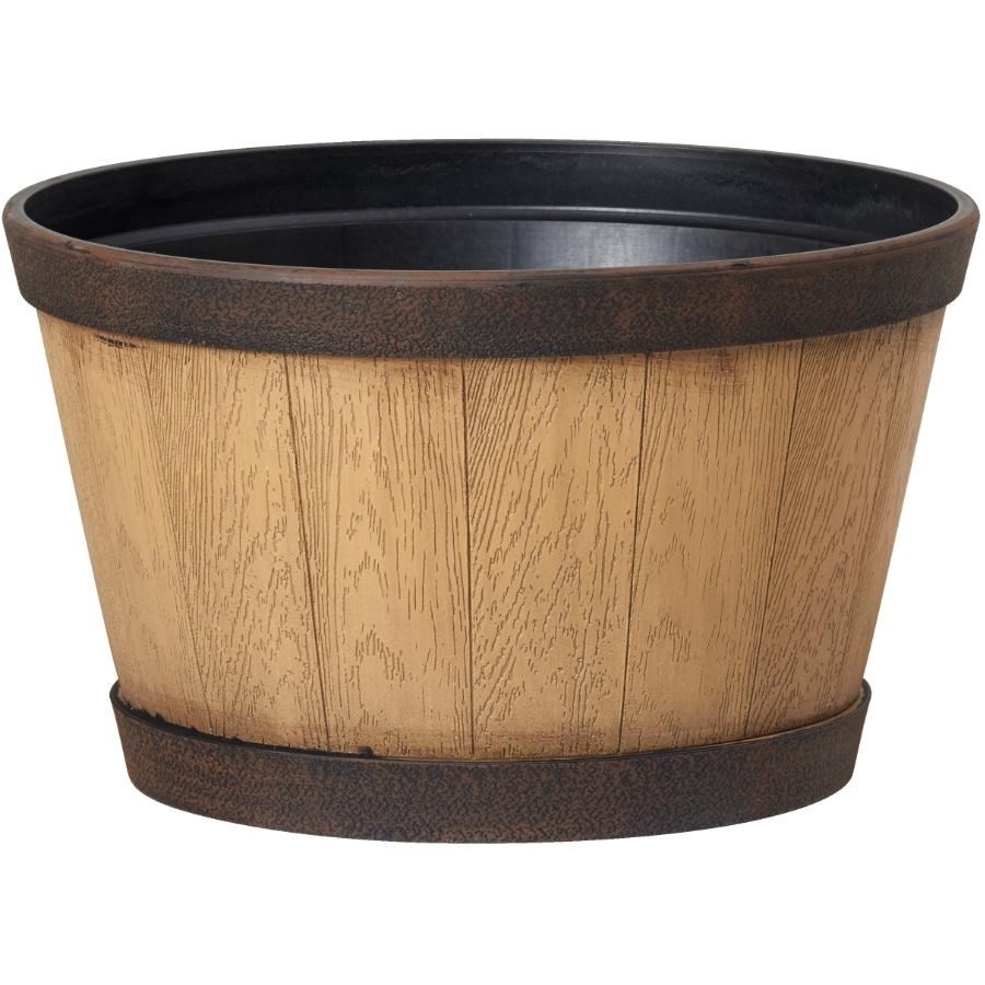 Jardinière en forme de tonneau de whisky chêne naturel, 15,5 po