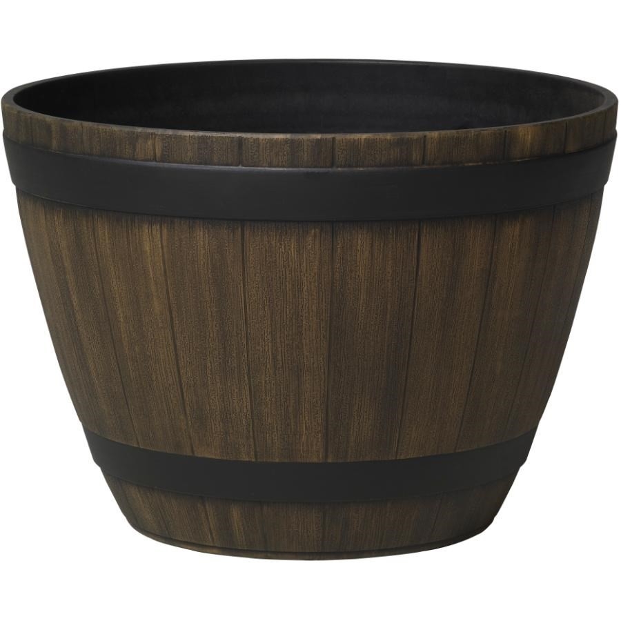 Jardinière en résine en forme de baril de vin, 15 po x 10,5 po