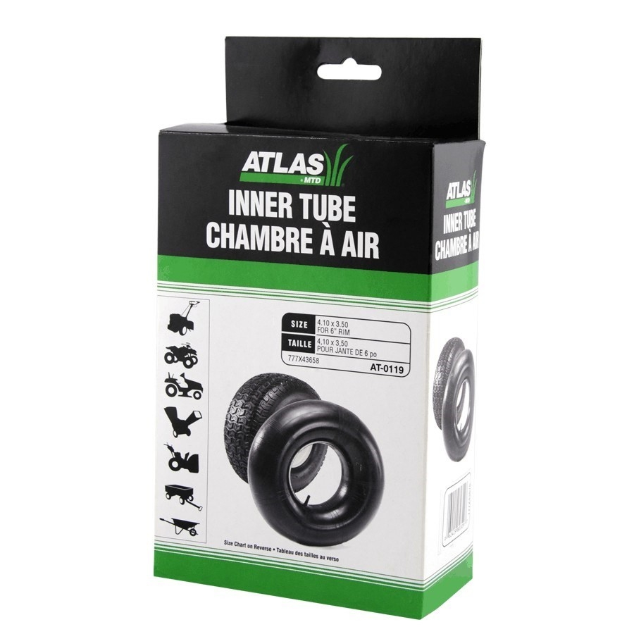 Chambre à air pour pneu 4,10 po x 3,50 po avec valve courbée