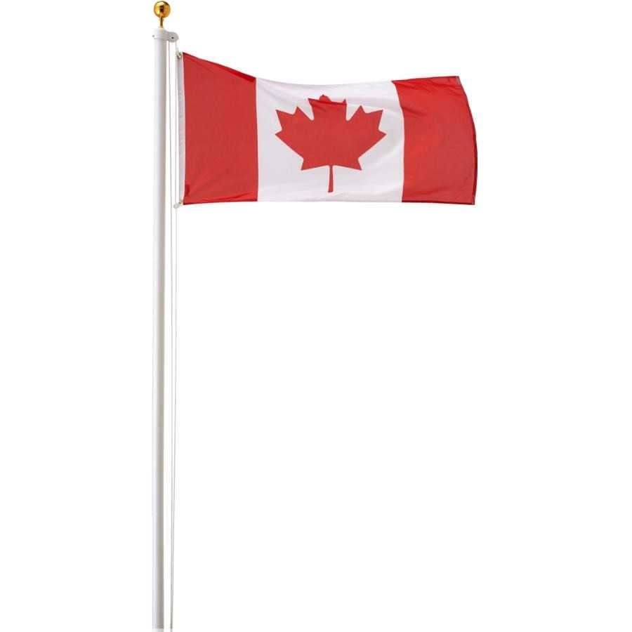 Mât de drapeau de 18 pi en acier, avec drapeau du Canada