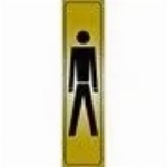 Affiche autocollant en métal de 2 po x 8 po, symbole de toilettes pour hommes