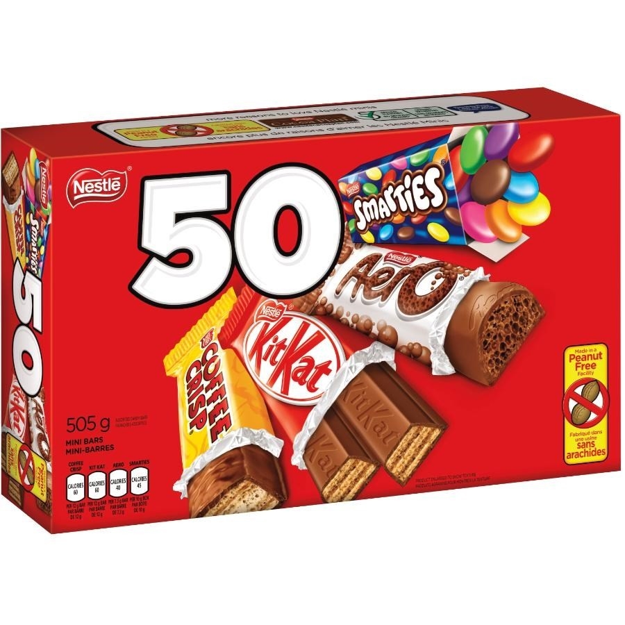 Paquet de 50 mini-tablettes de chocolat variées