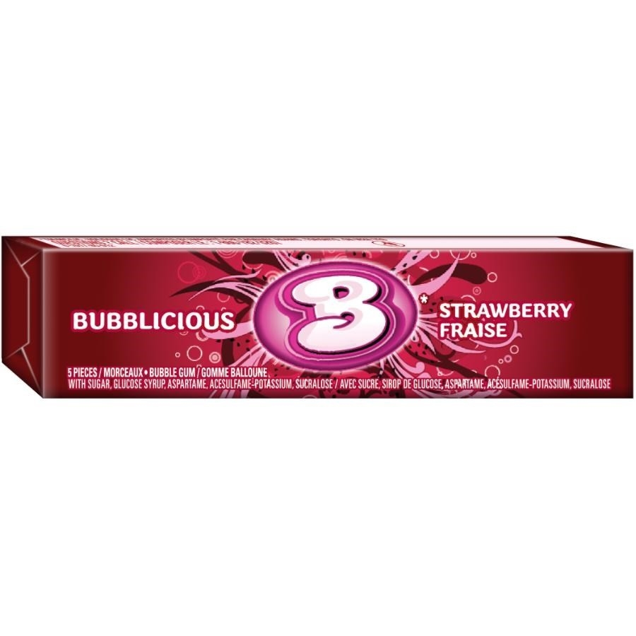 Gomme Bubblicious à la fraise, 5 pièces