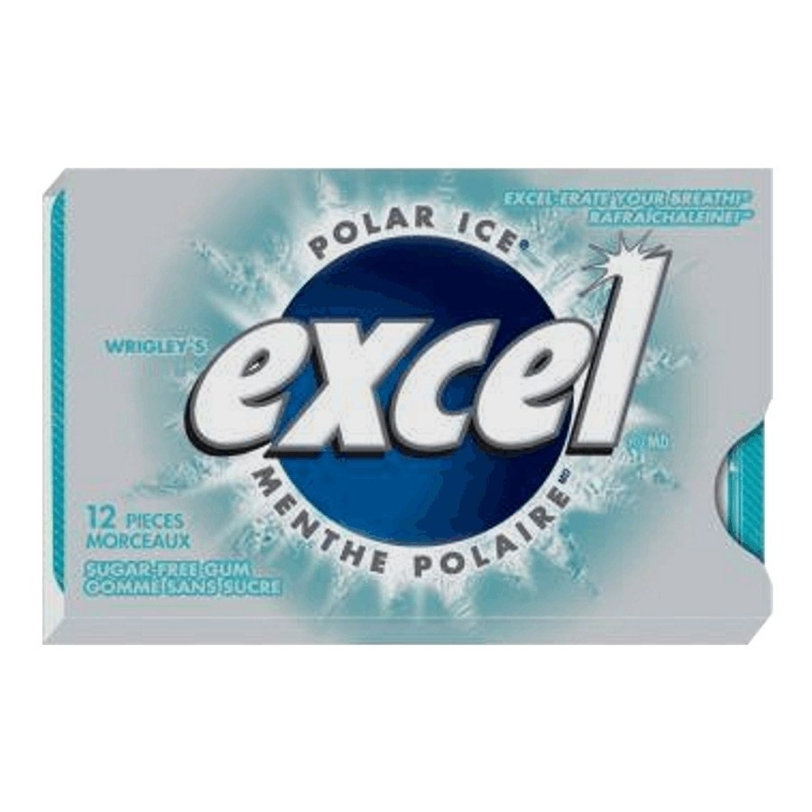 Gomme Excel menthe polaire sans sucre, 12 pièces