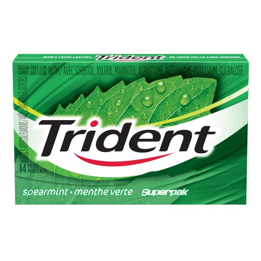 Gomme Trident Superpack, menthe verte, 14 pièces