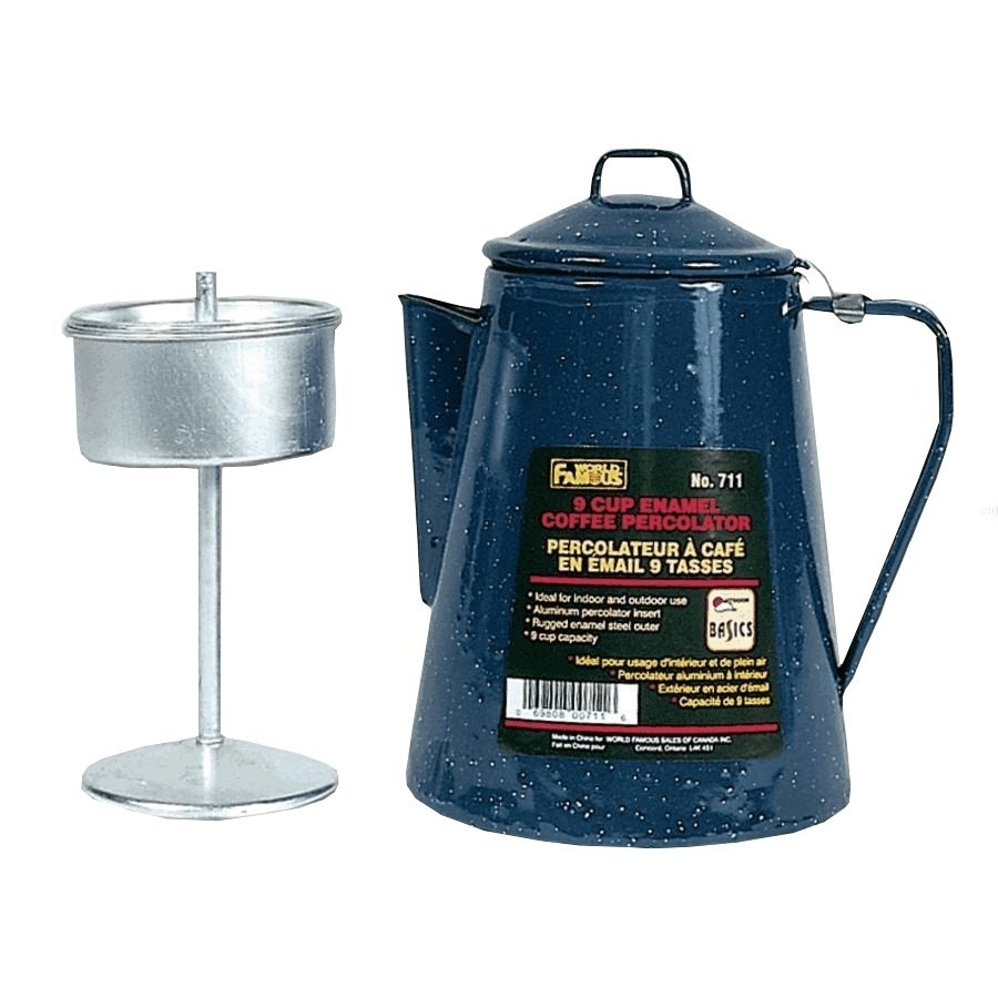 Percolateur à café en acier émaillé pour le camping, bleu, 9 ta