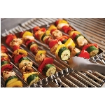 Ensemble de 7 pièces en acier inoxydable pour cuisson de brochettes sur le barbecue, avec support