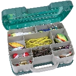 Coffre de pêche double robuste de 11 po de type sacoche vert/gris