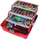 Coffre de pêche rouge à 3 plateaux