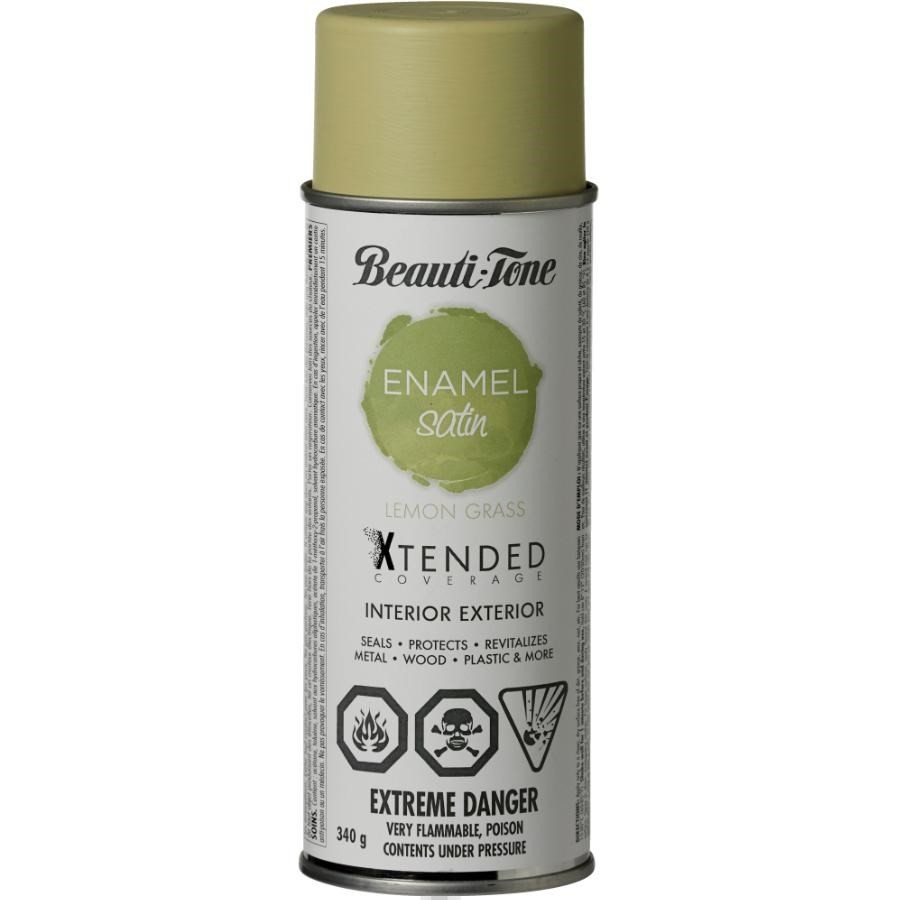 Peinture à base de solvant pour l'intérieur et l'extérieur fini satiné en aérosol, citronnelle, 340 g