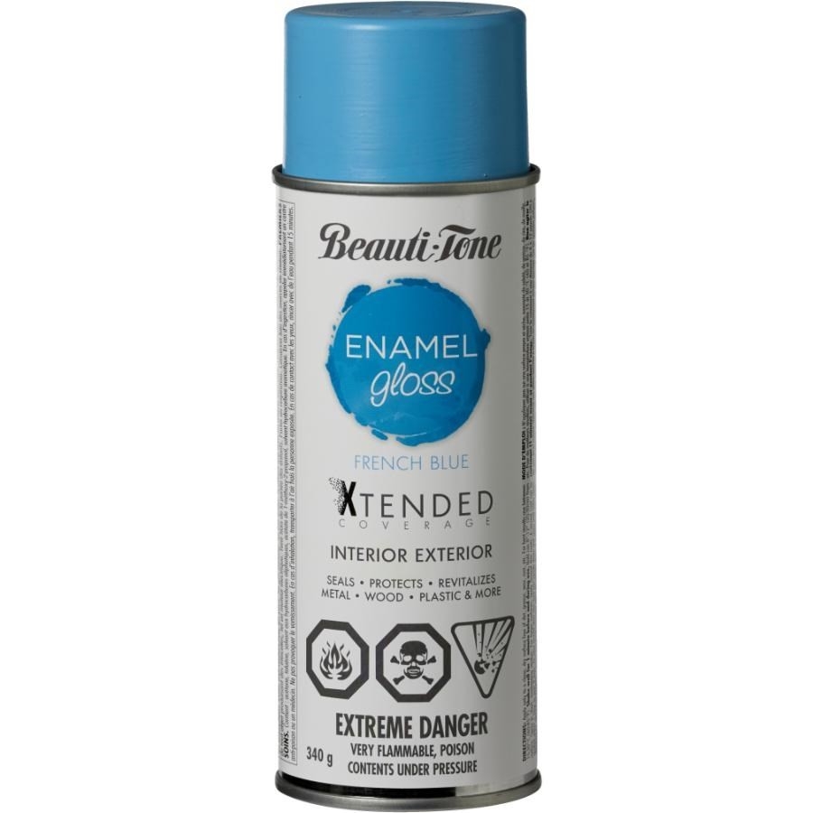 Peinture à base de solvant en aérosol pour l'intérieur et l'extérieur très lustrée, bleu français, 340 g