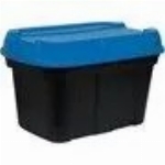 Boîte de rangement noire/bleue de 70 L avec couvercle surélevé
