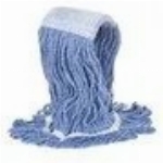 Tête de vadrouille en fibres en forme de mailles, bandes larges, bleue, format moyen